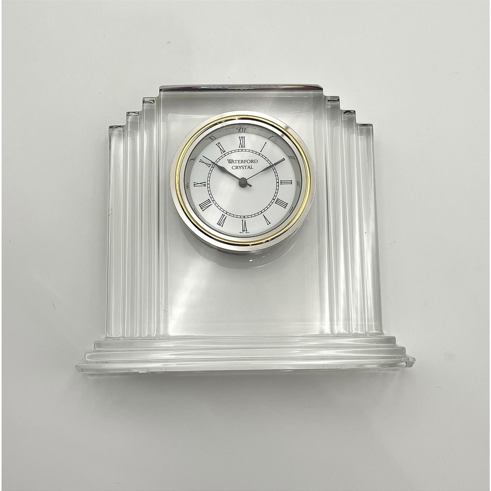 Waterford Metropolitan Crystal Desk Clock Art‎ Deco Silverton Casino Hotel Gift